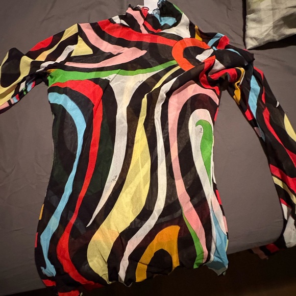 Emilio Pucci | Tops | Emilio Pucci Multicolor Swirl Blouse | Poshmark